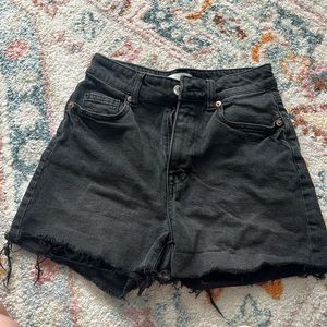 H&M black denim shorts. Size 2. High rise